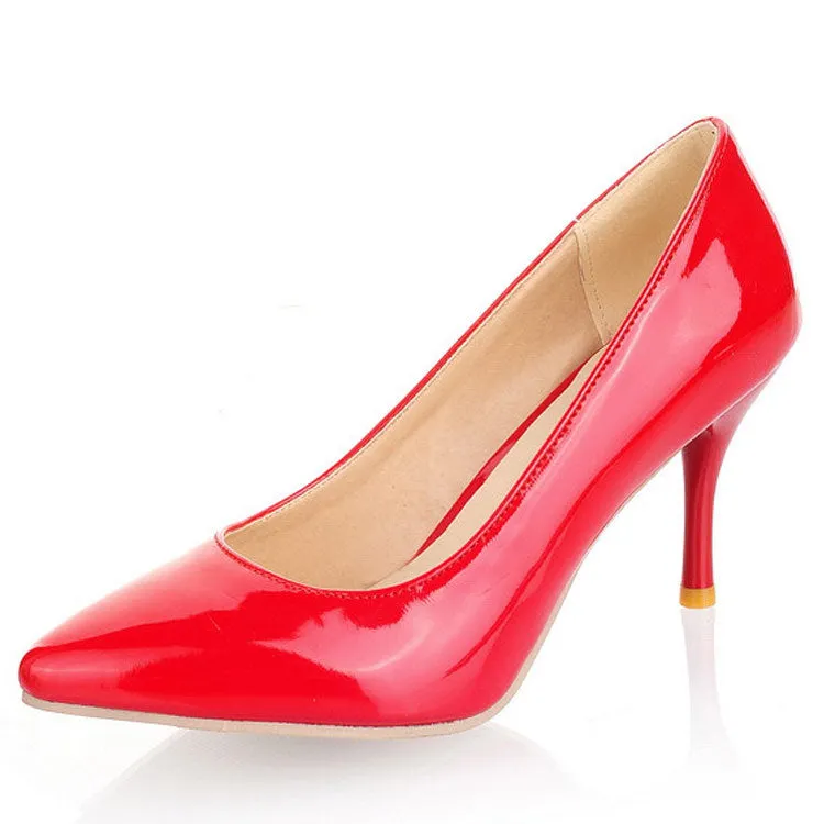 3 inch PU patent leather stiletto pumps