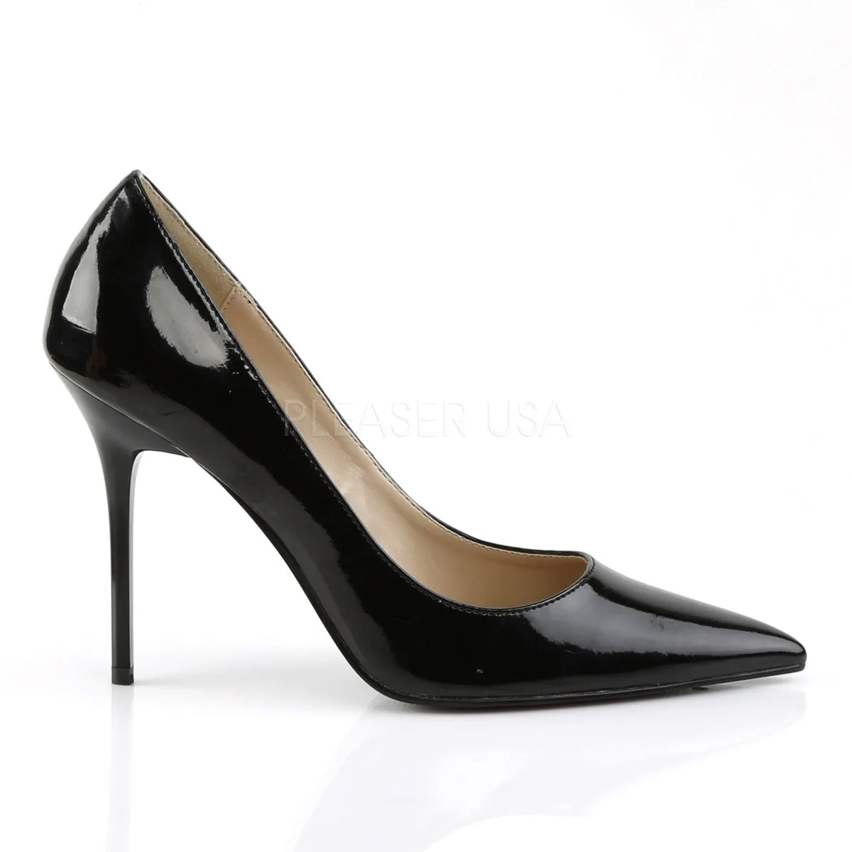 4 Inches Black Shiny Classic Stilettos