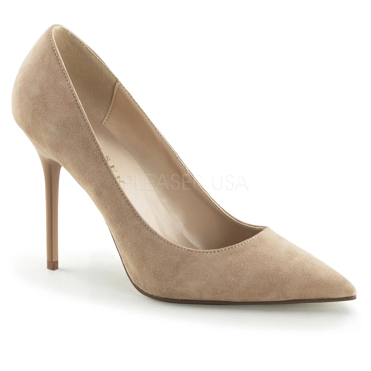 4 Inches Nude Suede Classic Stilettos