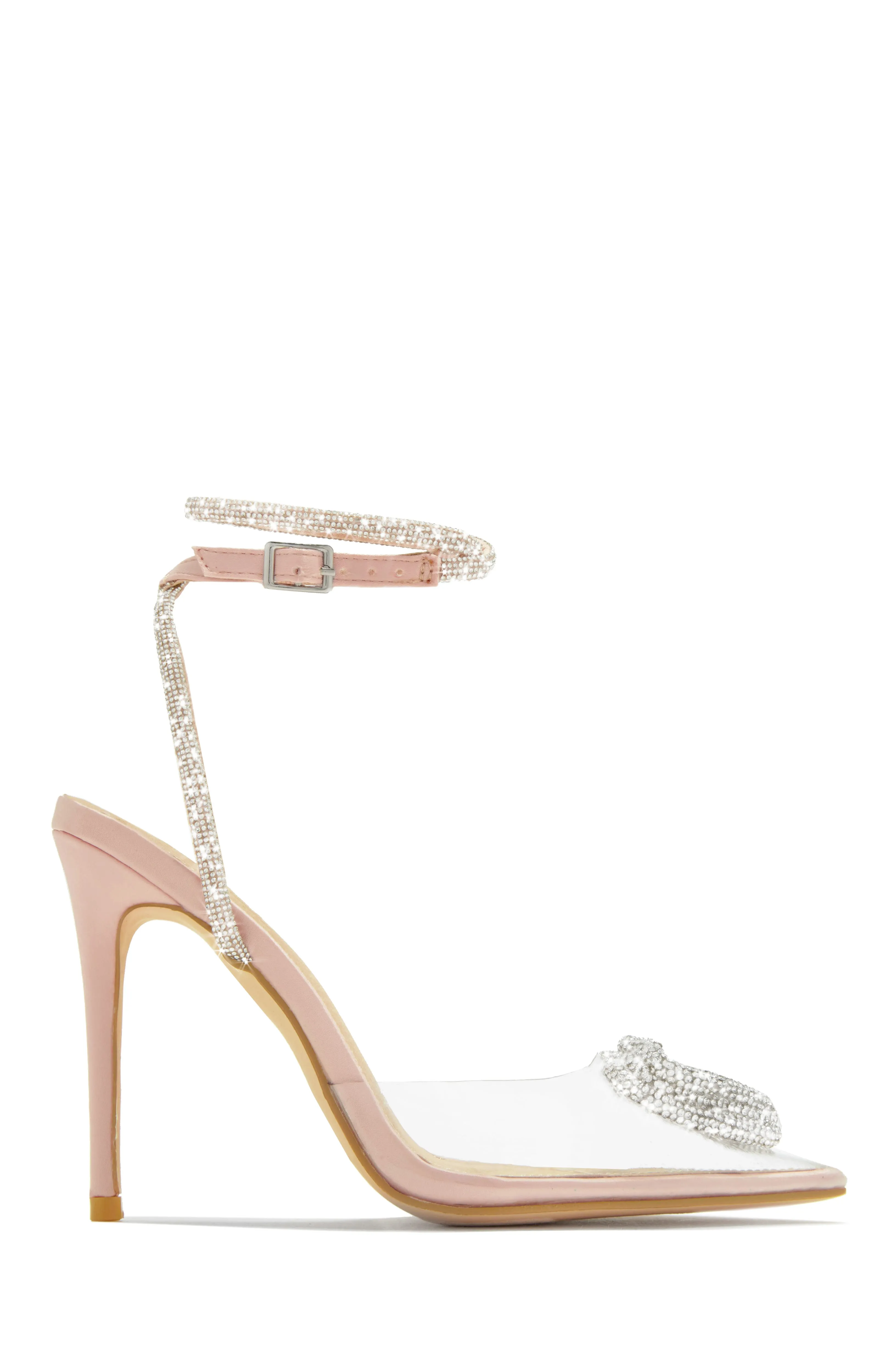 All For Love Heart Embellished High Heels - Clear