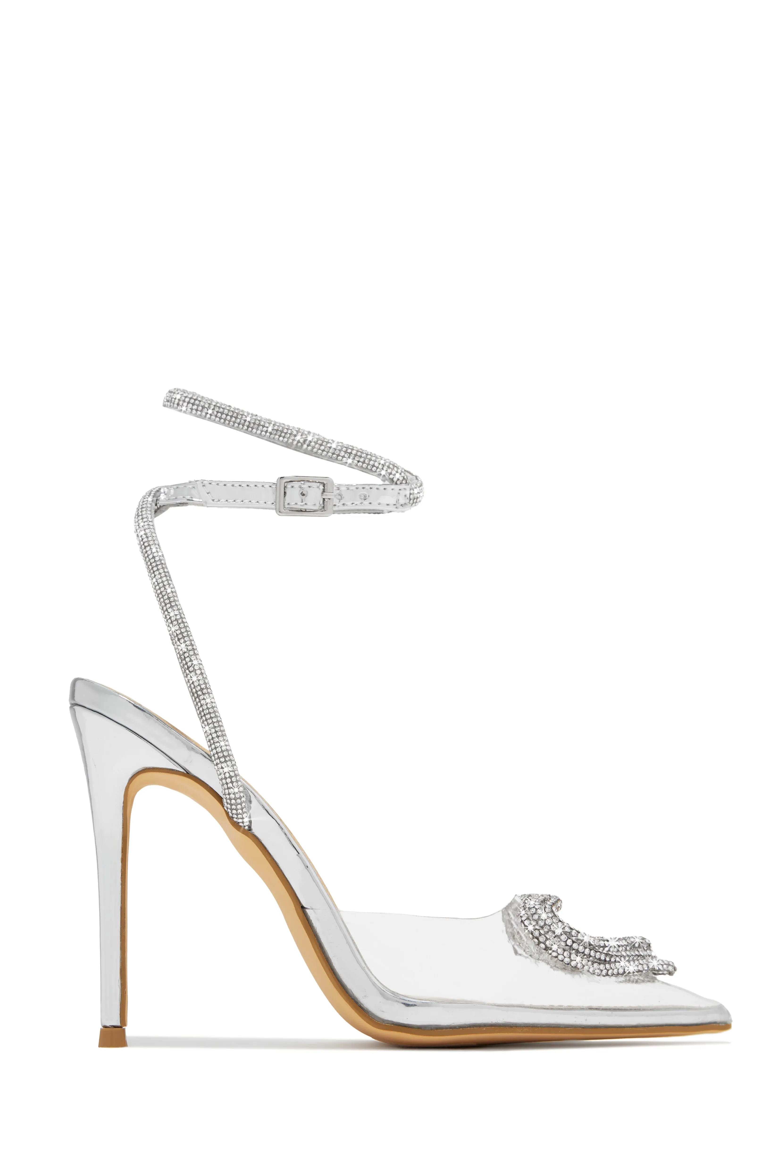 All For Love Heart Embellished High Heels - Clear