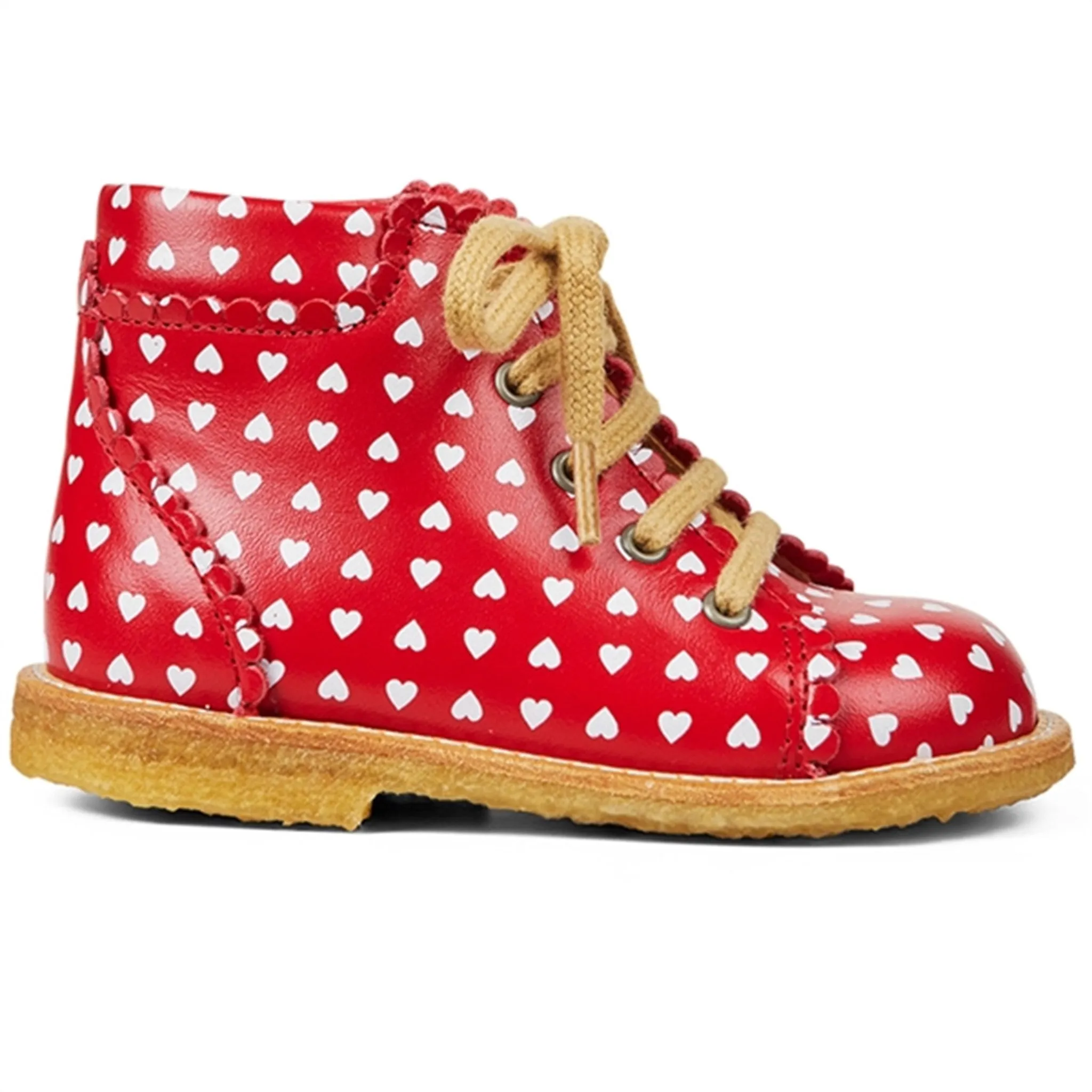 Angulus Starter Shoe With Hearts And Lace Red