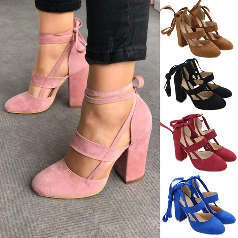 Ankle strappy heels pointed toe chunky heels block heel sandals