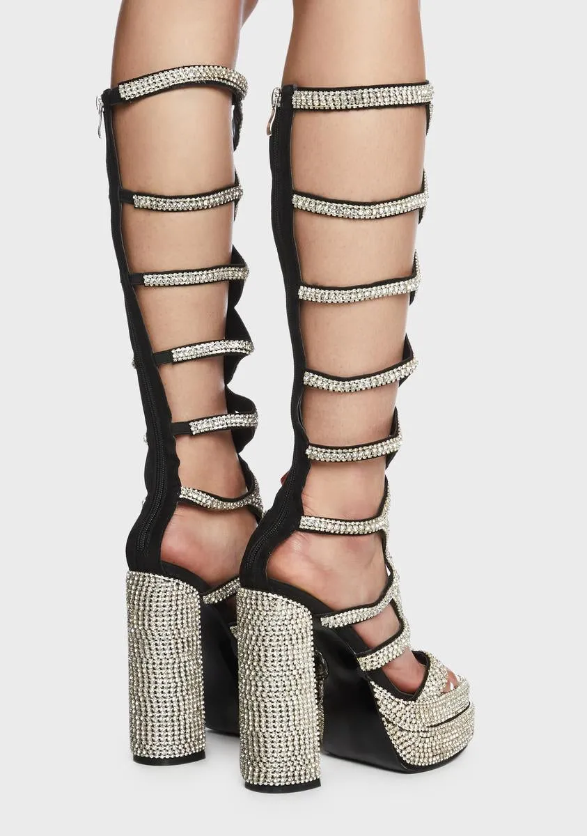 Bachelor Rhinestone Gladiator Heels