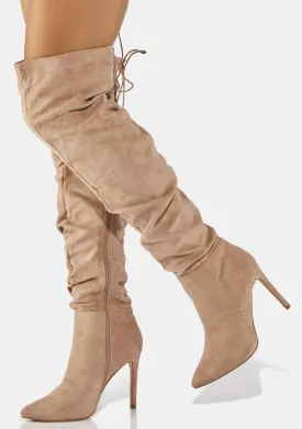 Beige Made You Aware Knee High Boots