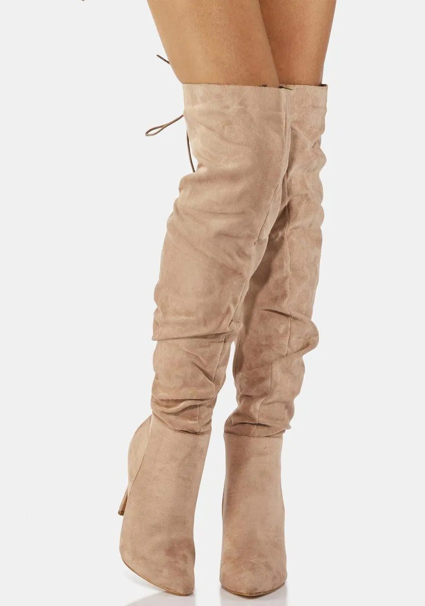 Beige Made You Aware Knee High Boots