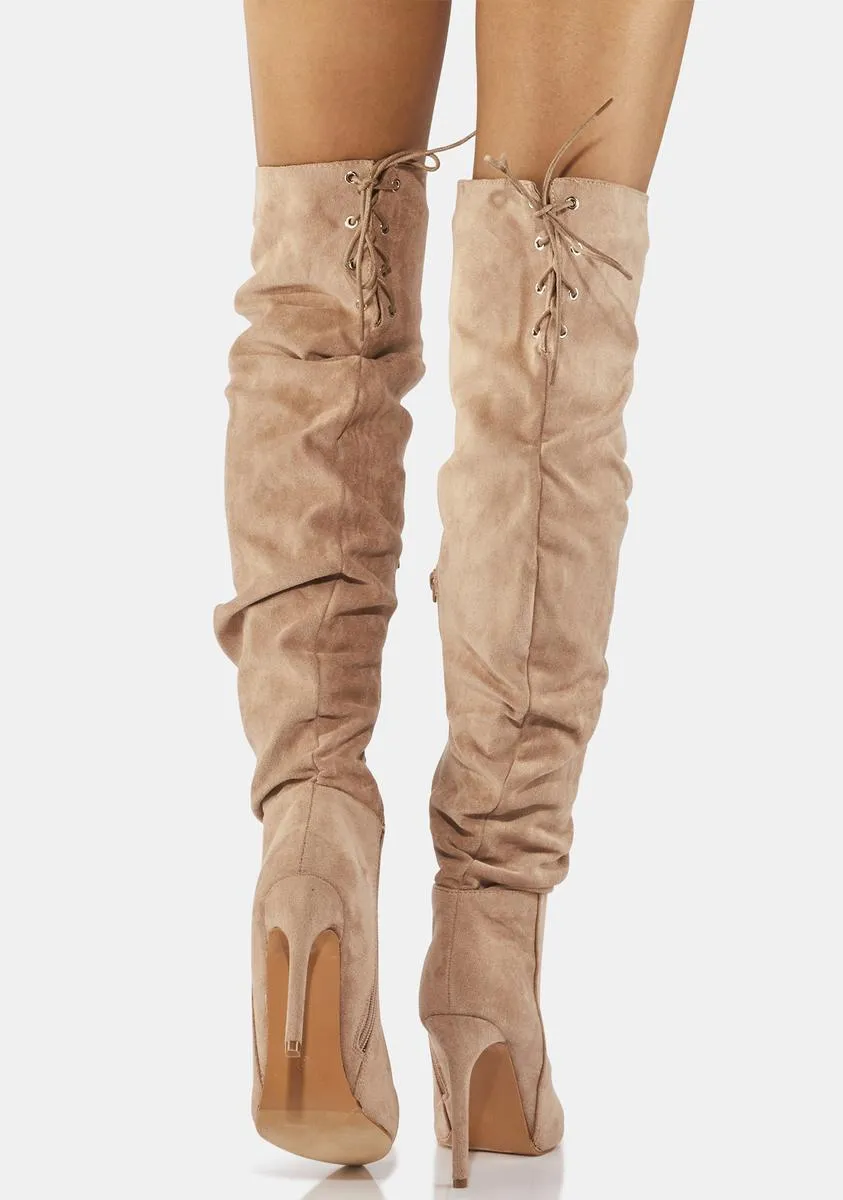 Beige Made You Aware Knee High Boots