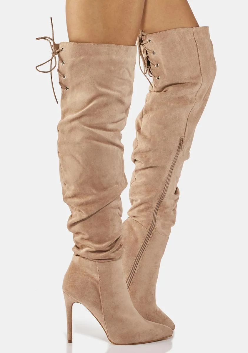 Beige Made You Aware Knee High Boots