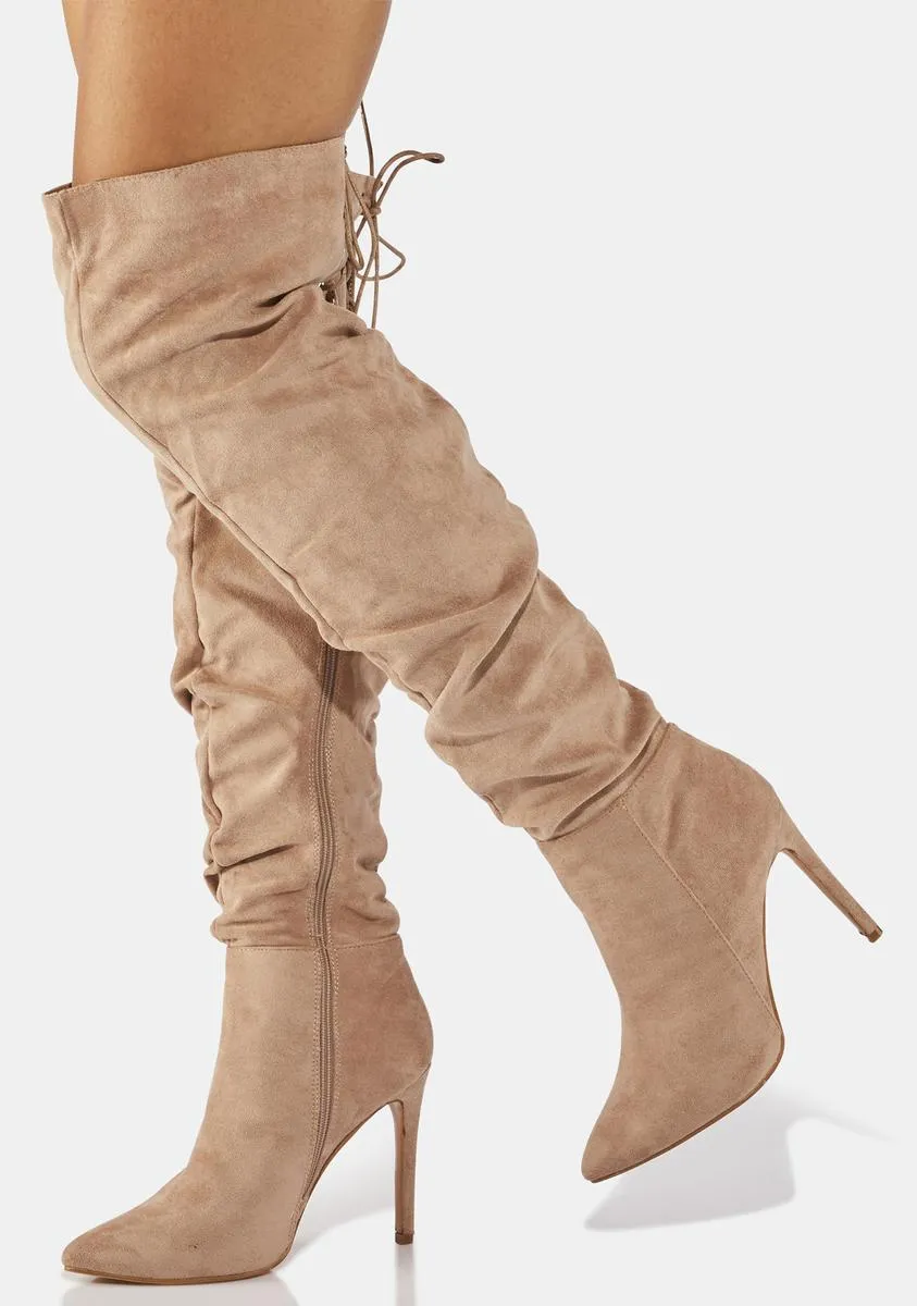 Beige Made You Aware Knee High Boots