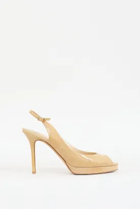 Beige Patent Nova 100 Slingback  Pump