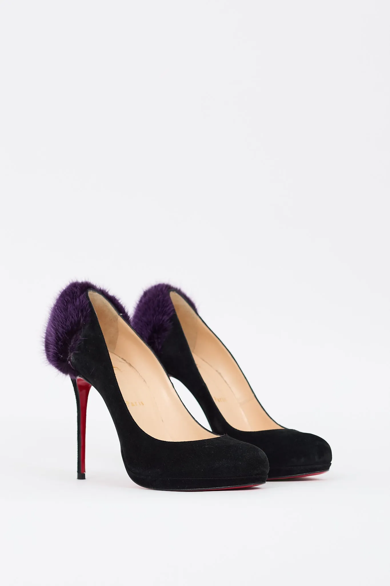 Black & Purple Suede Fur Achilda Pump