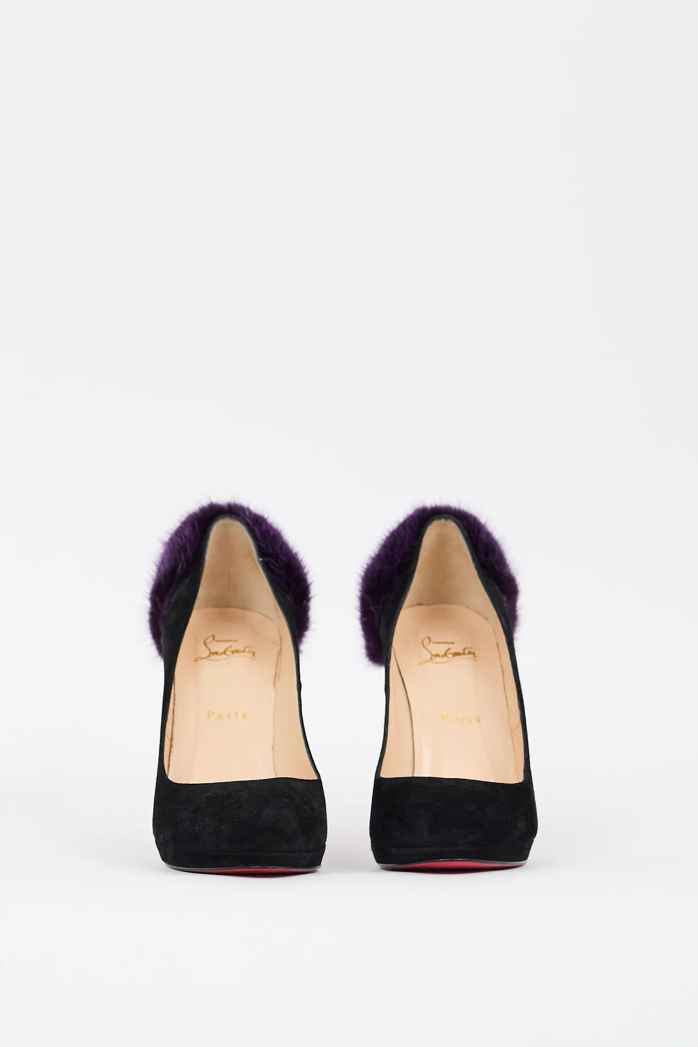 Black & Purple Suede Fur Achilda Pump