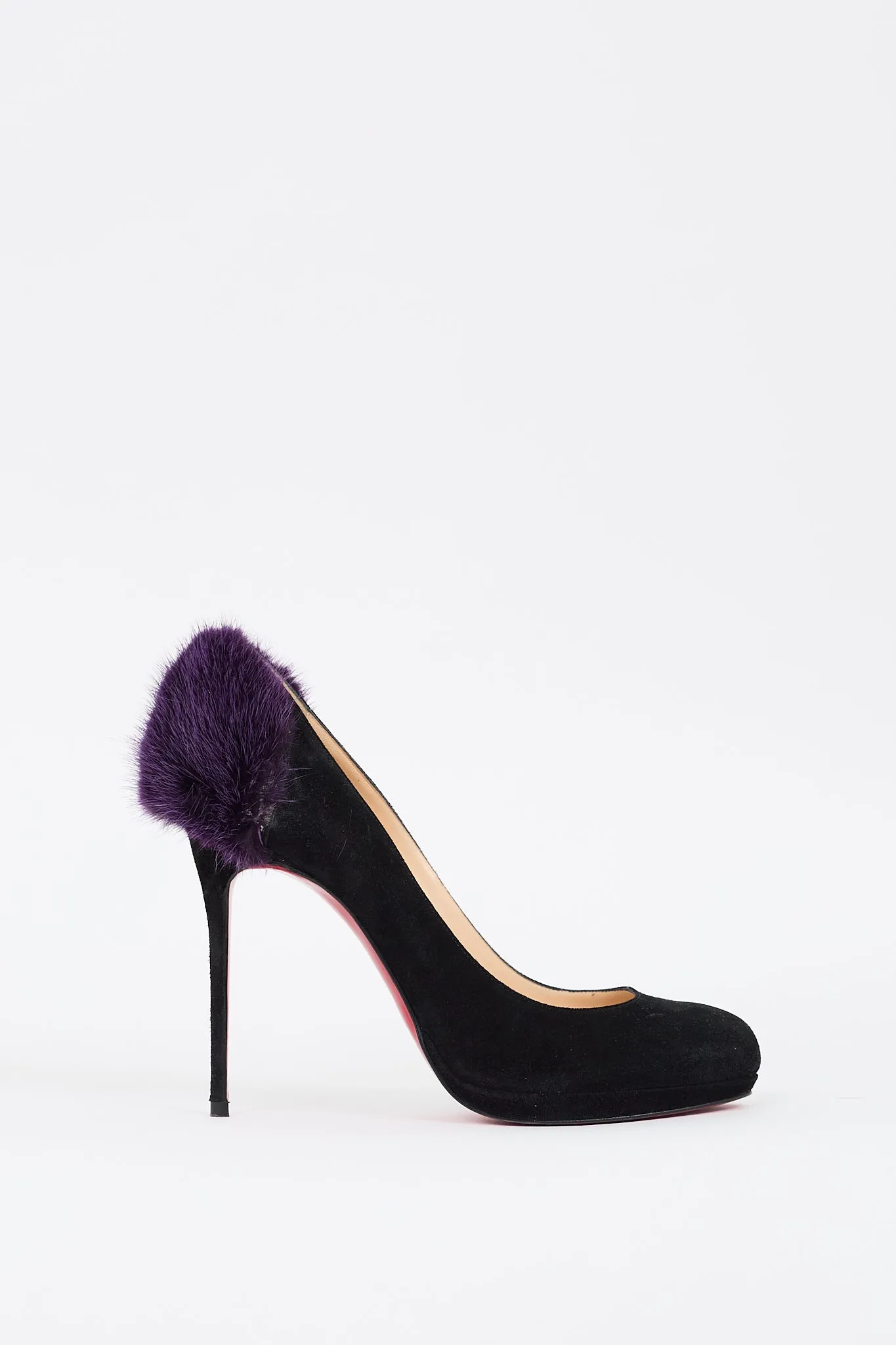 Black & Purple Suede Fur Achilda Pump