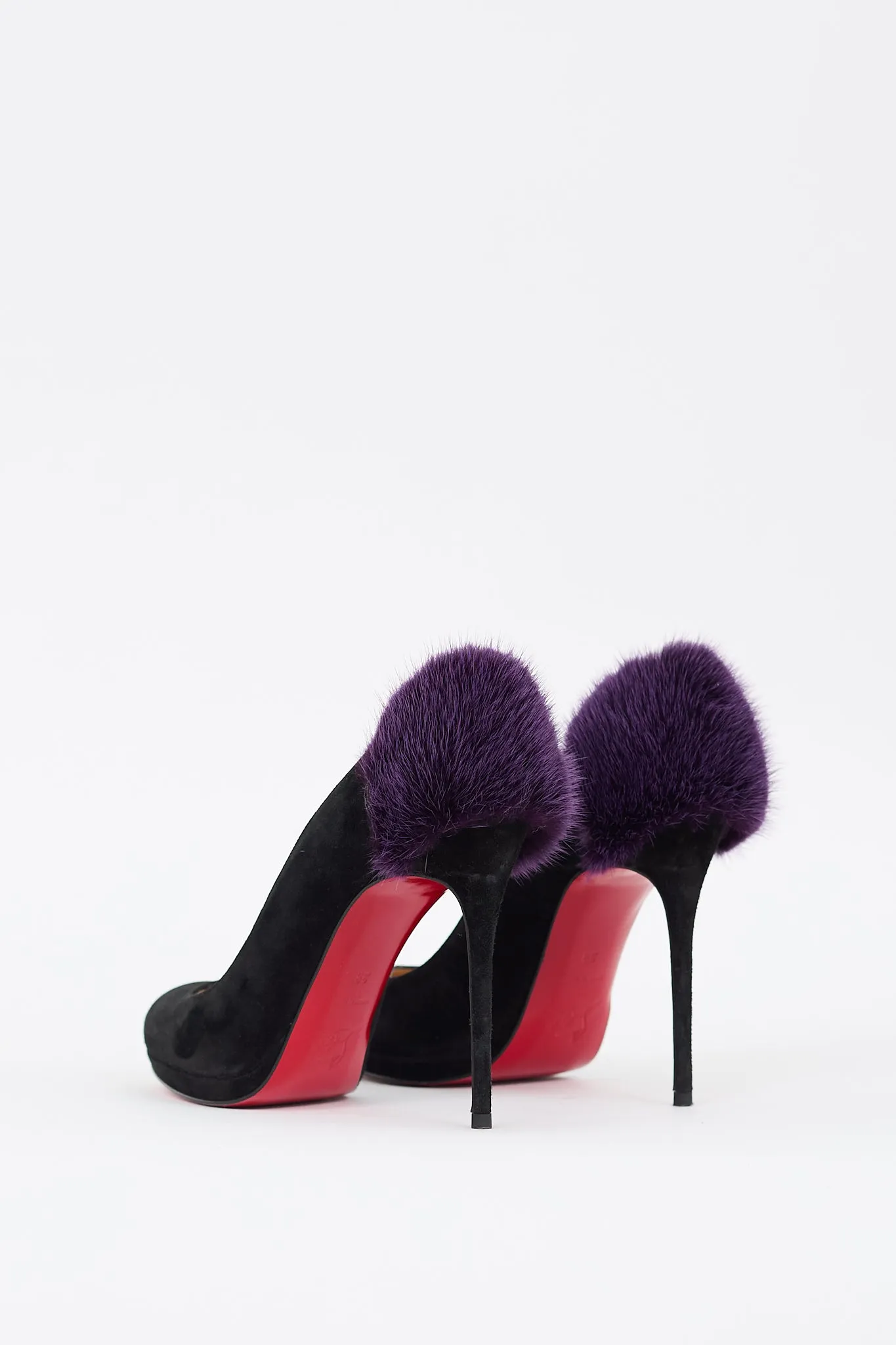 Black & Purple Suede Fur Achilda Pump