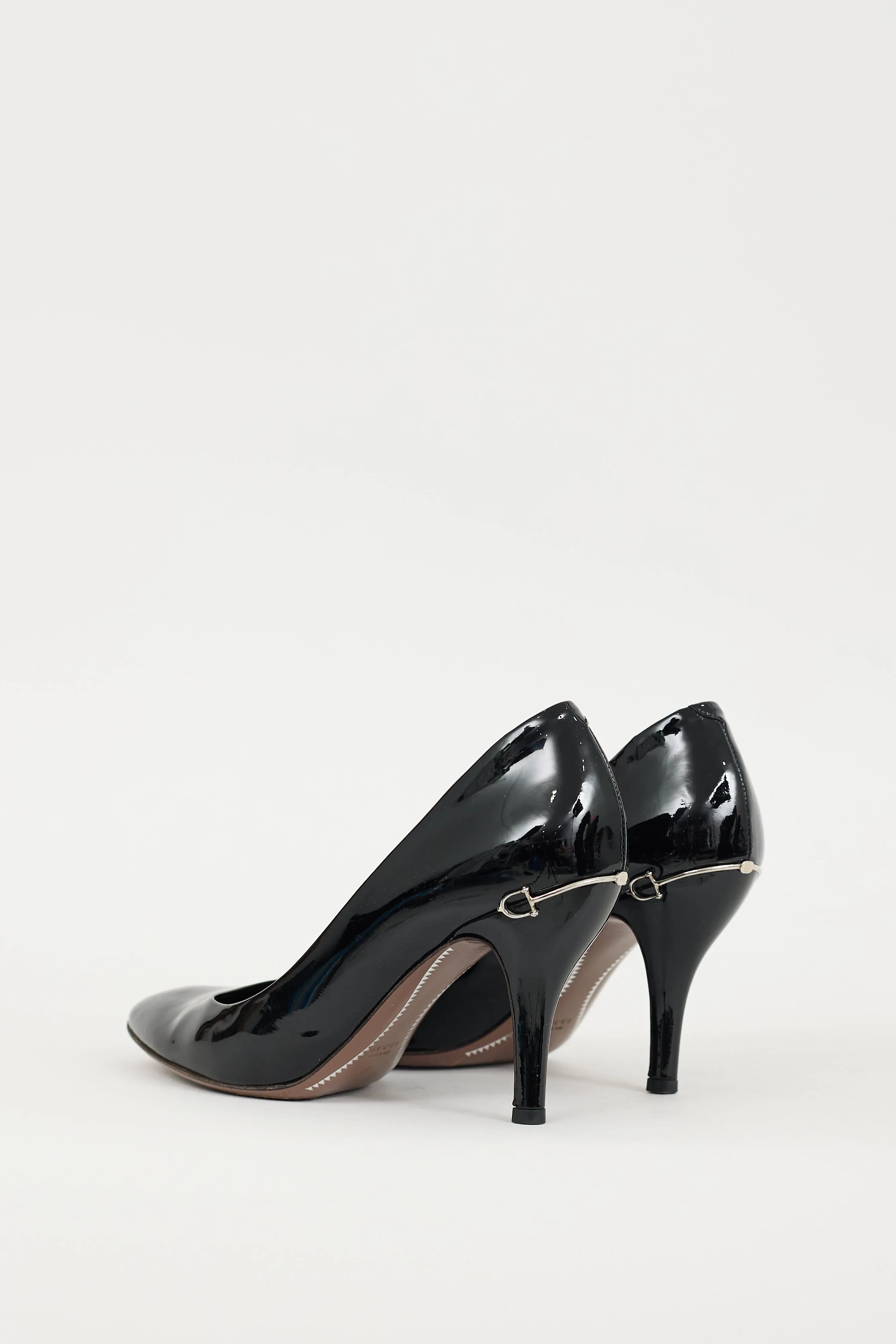 Black & Silver Patent Leather Hardware Heel