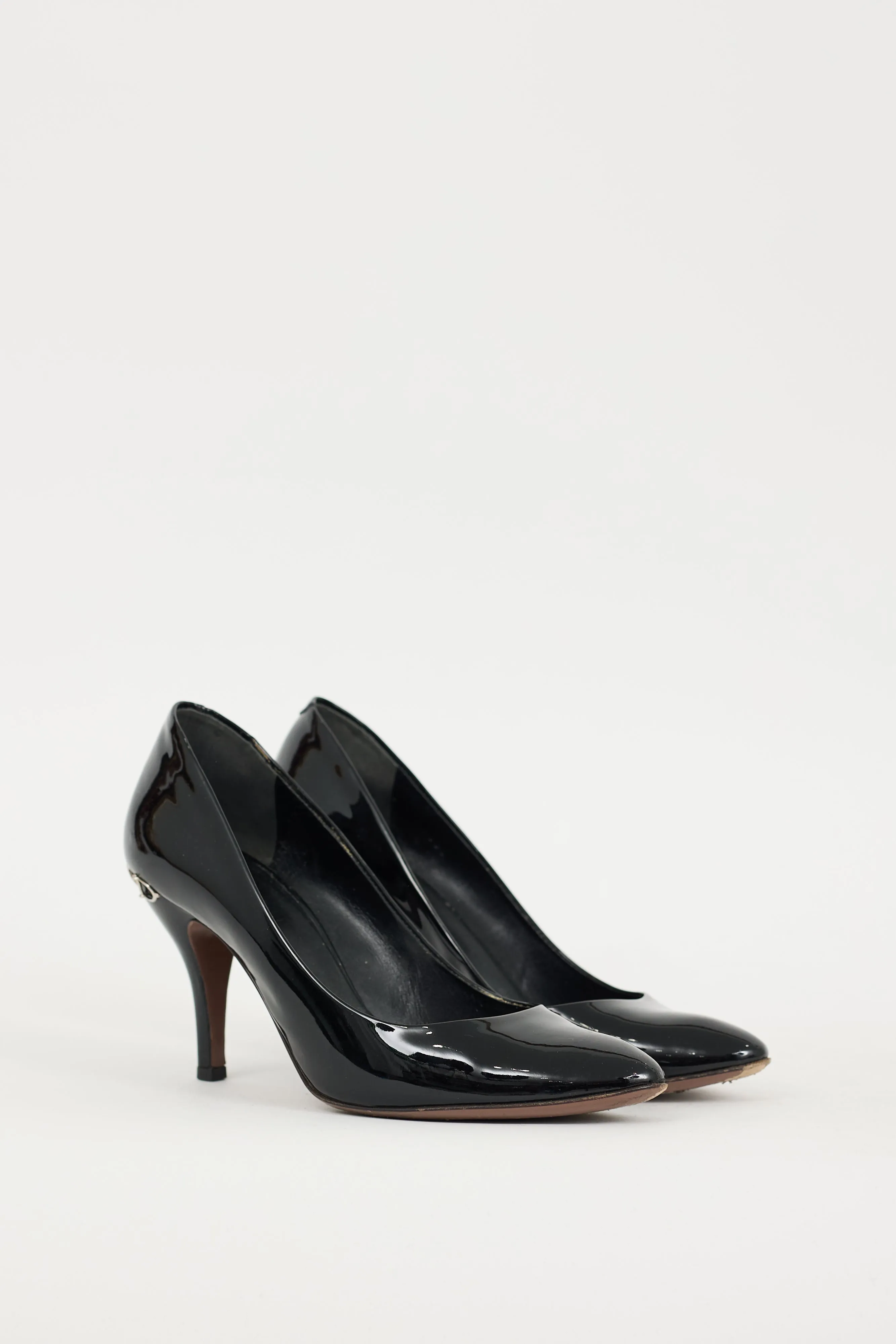 Black & Silver Patent Leather Hardware Heel