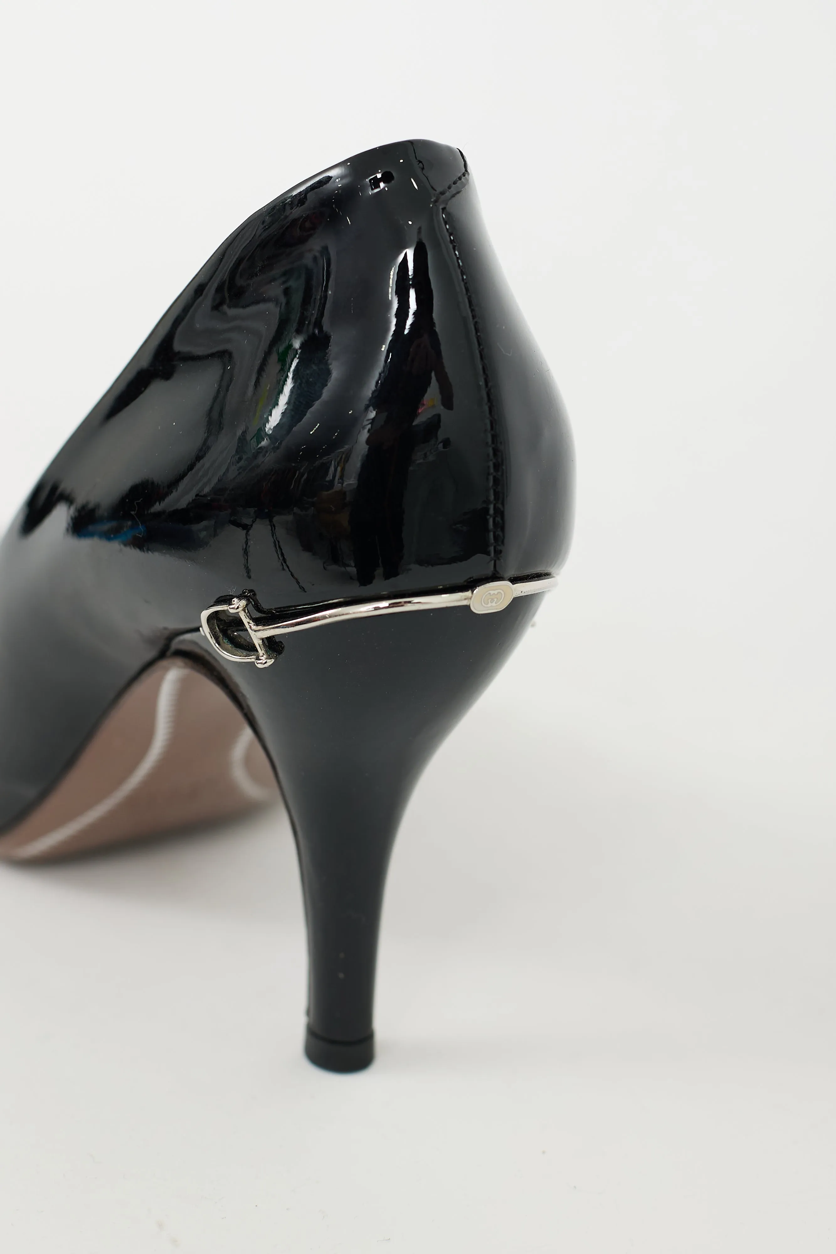 Black & Silver Patent Leather Hardware Heel