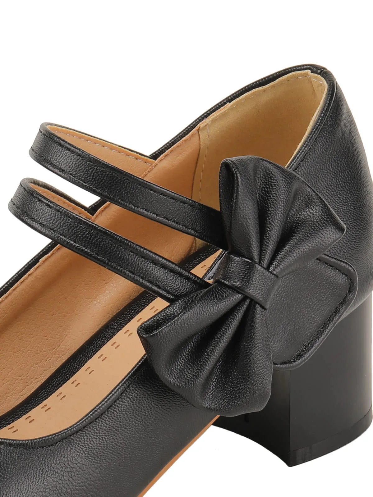 Black Bow Mary Jane Chunky Heel Shoes