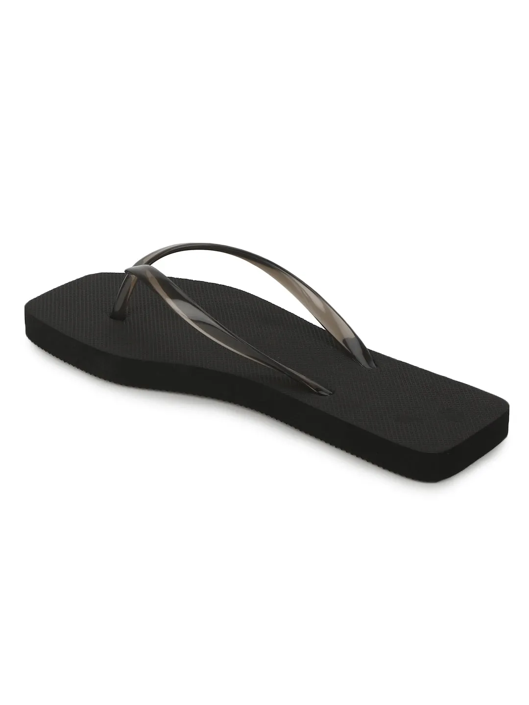 Black EVA Flip Flops With Square Front