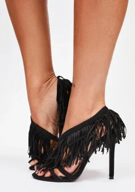 Black Fairbanks Fringe Heels