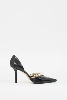 Black Patent Leather & Pearl Aurelie Heel