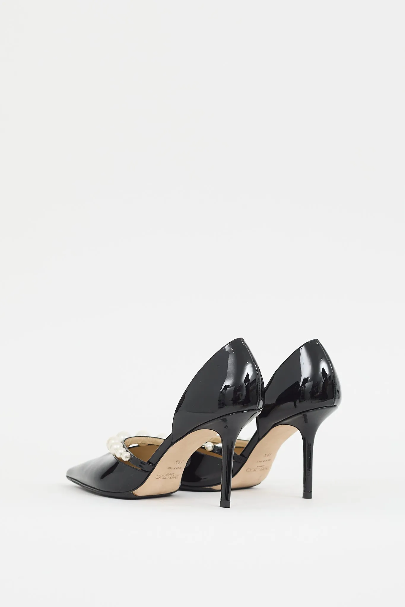 Black Patent Leather & Pearl Aurelie Heel