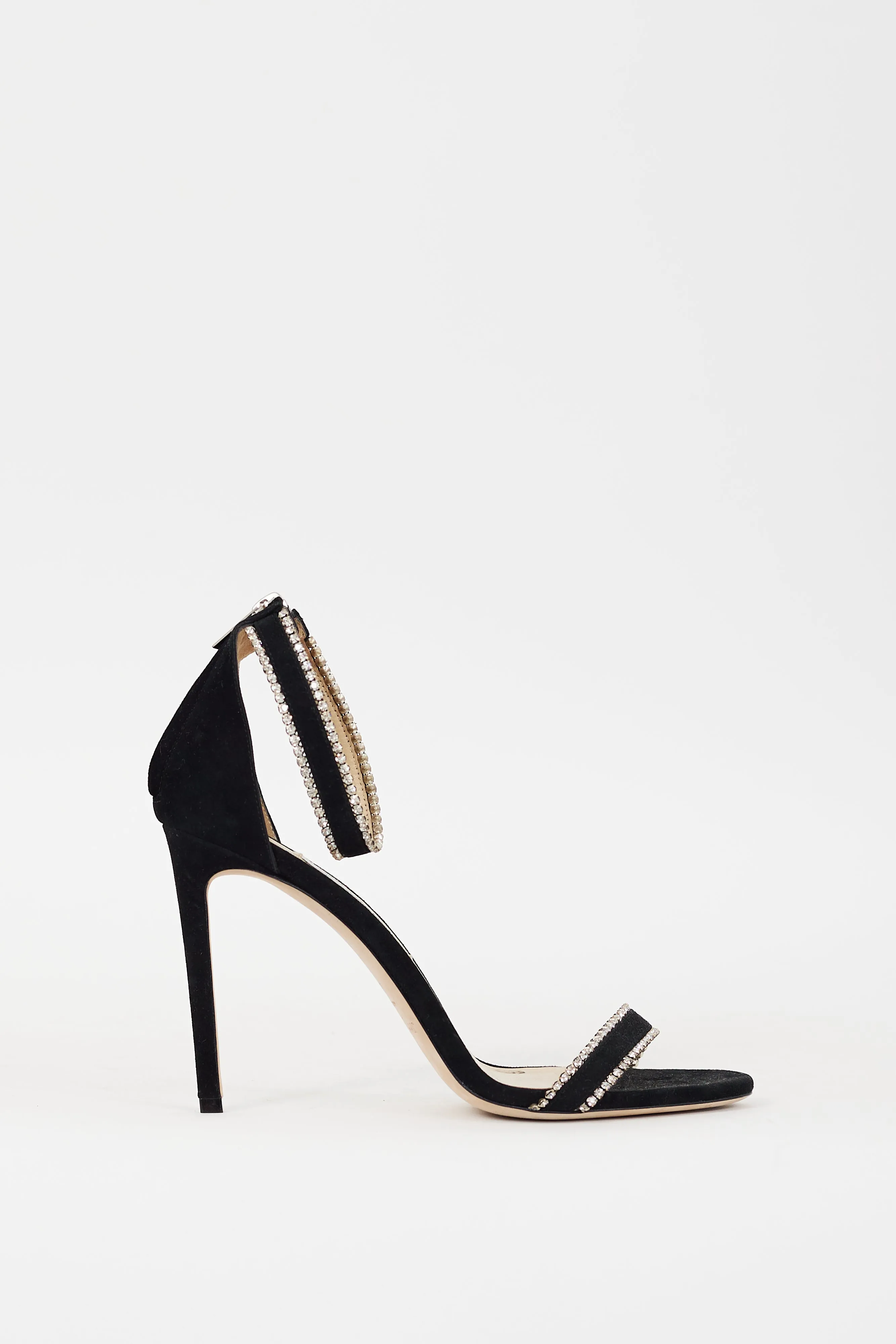 Black Suede Crystal Trimmed Dochas 100 Heel