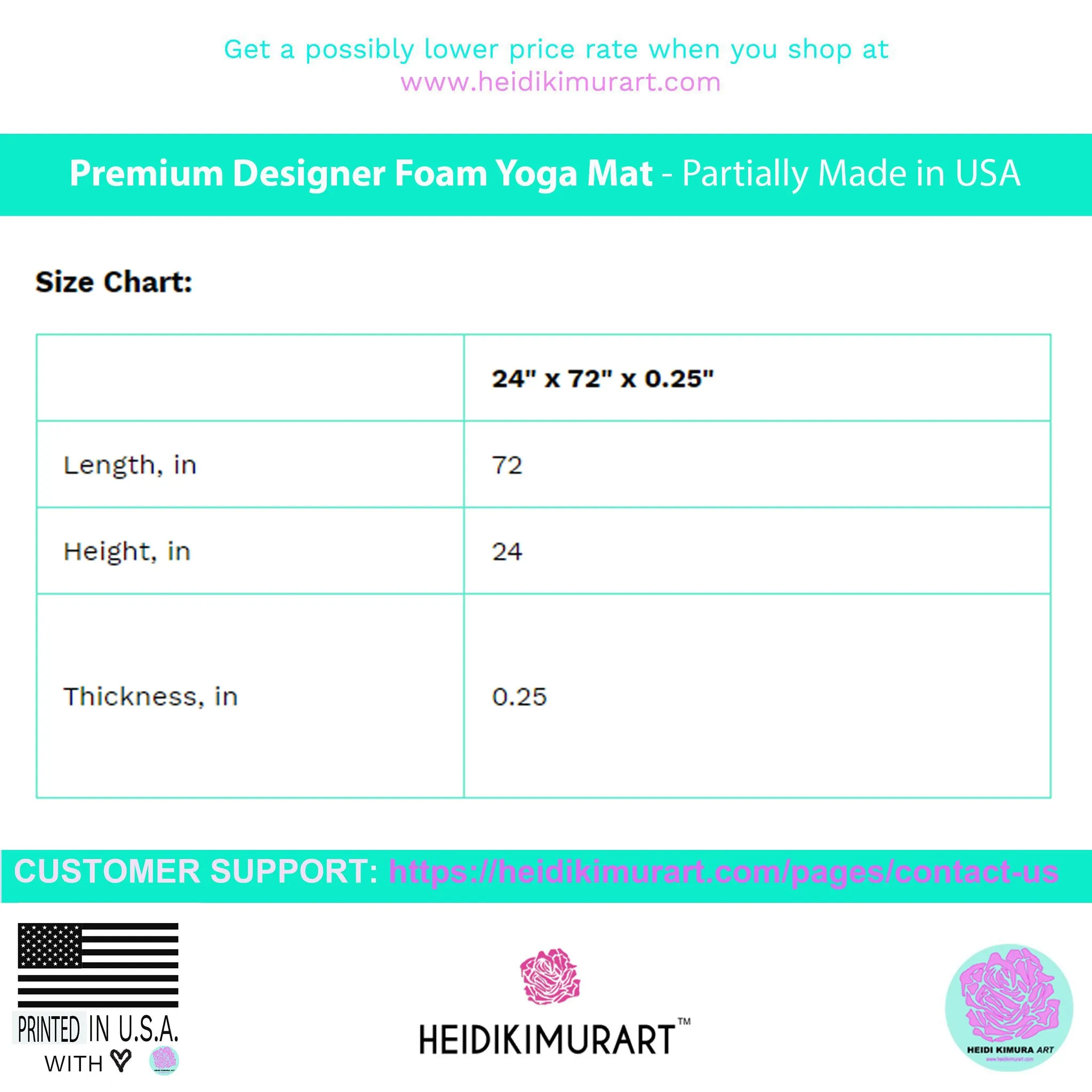 Blue Hearts Foam Yoga Mat, Pink and Pastel Blue Hearts Pattern Best Lightweight 0.25" thick Mat - Printed in USA (Size: 24″x72")