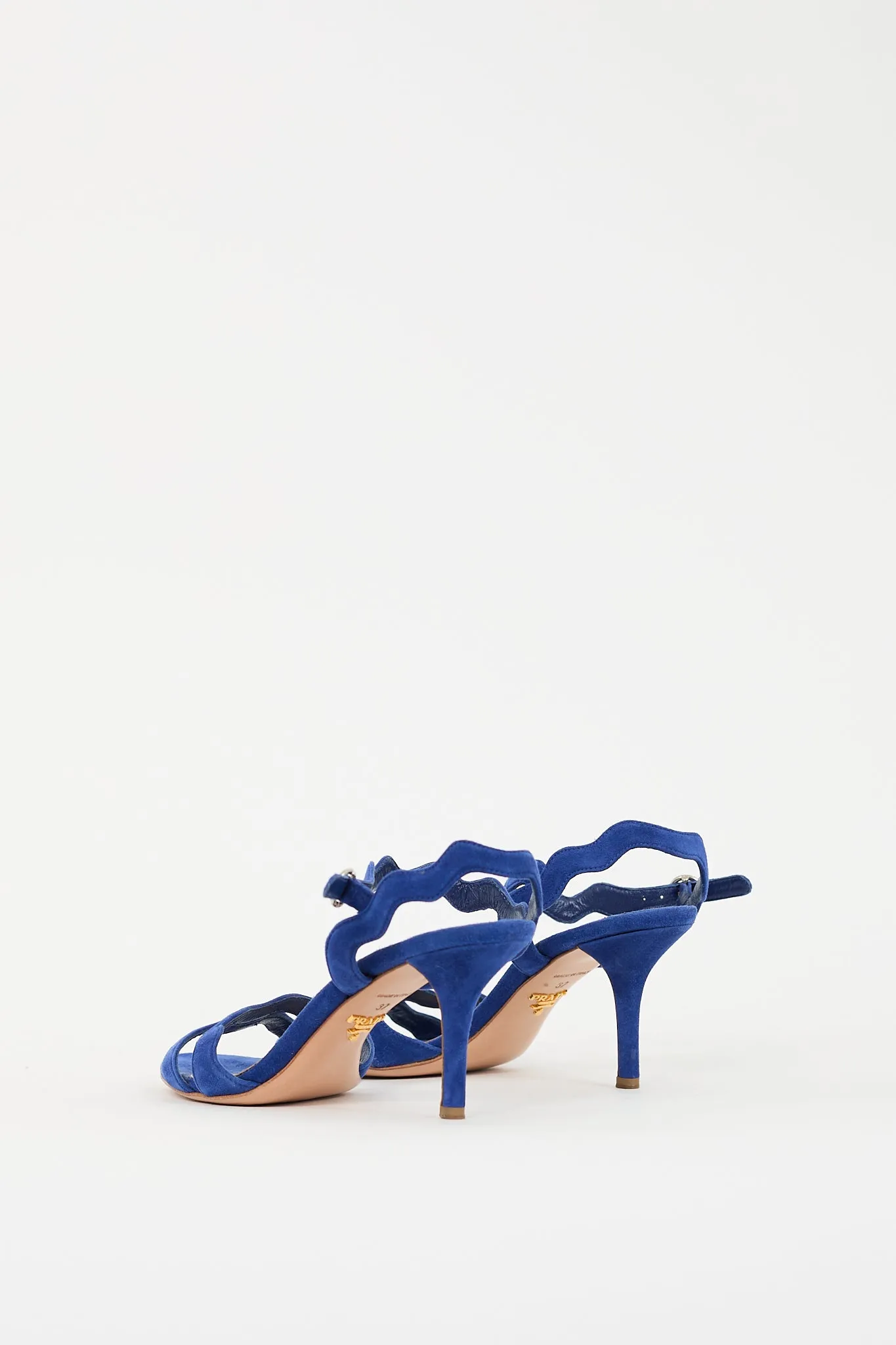 Blue Suede Wavy Strappy Heel