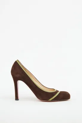 Brown & Green Suede Pump