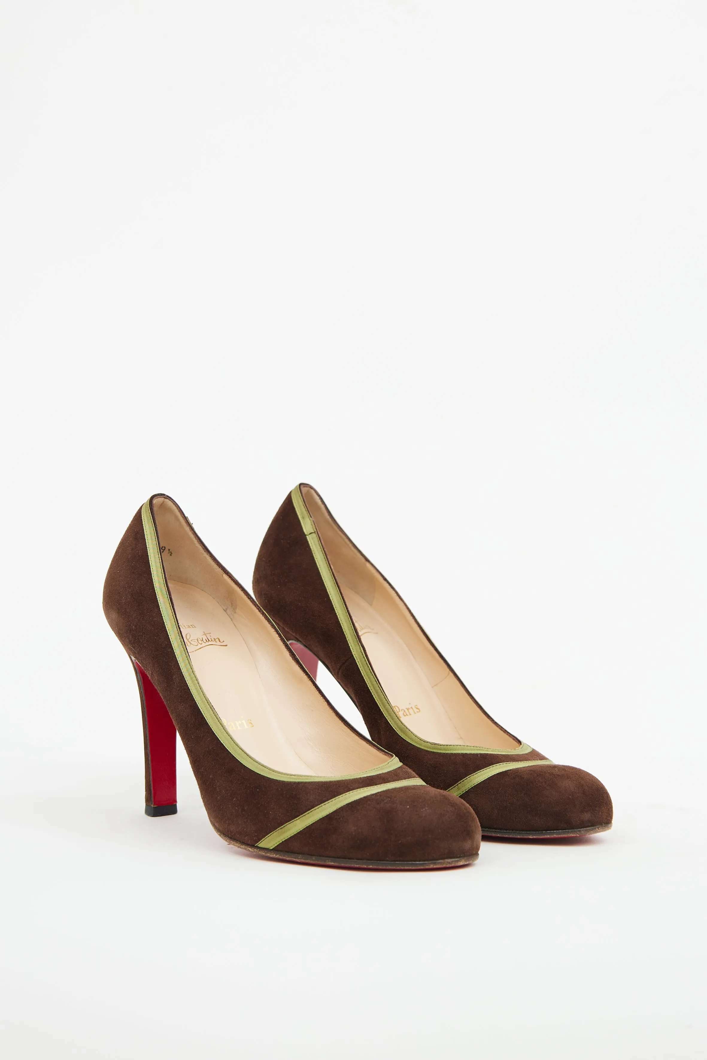 Brown & Green Suede Pump