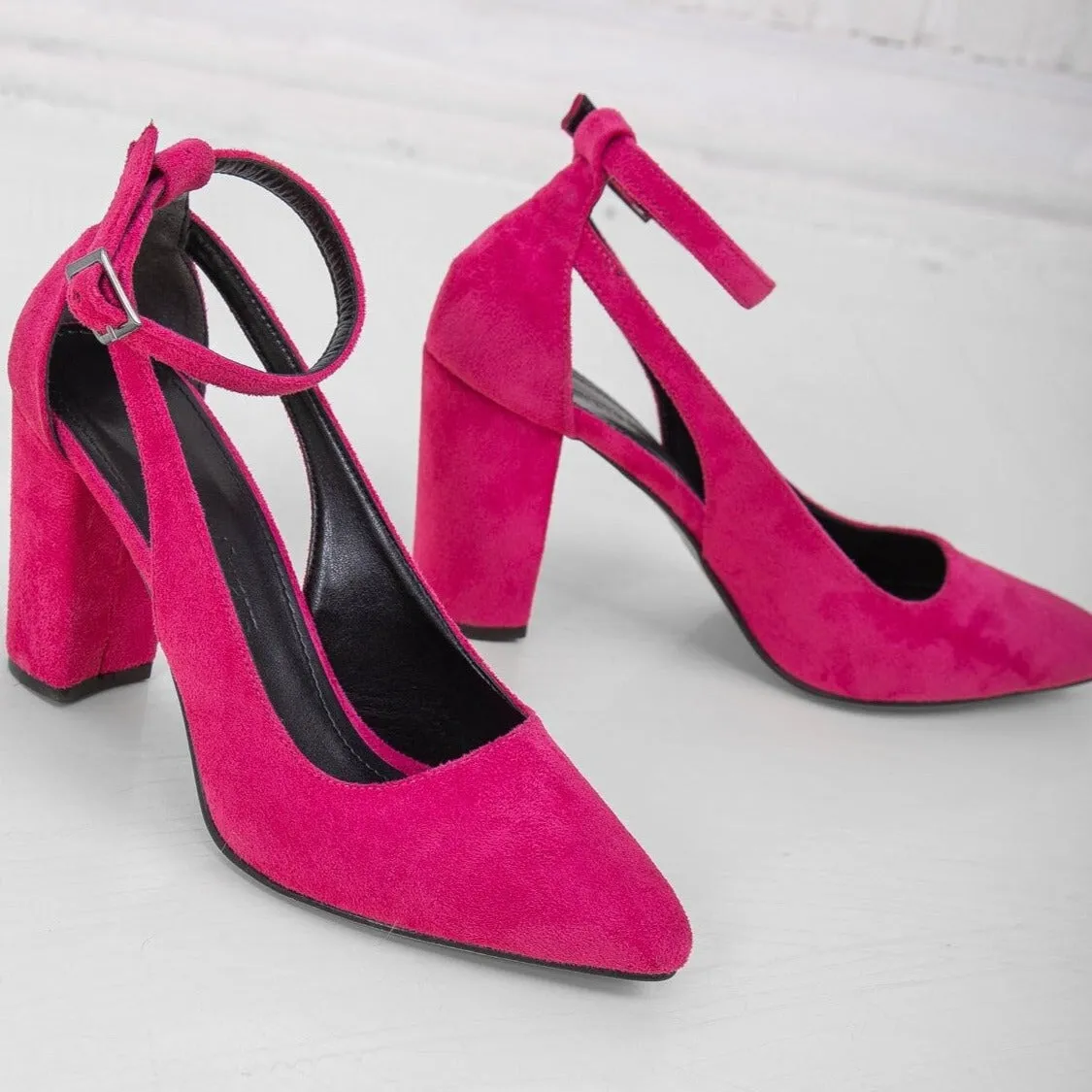 Colette - Pink Suede Block Heels