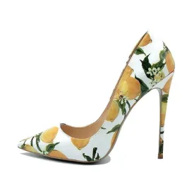 Colorful Floral Printed Stiletto Sexy High Heels Shallow Classical Pointed Toe Pumps