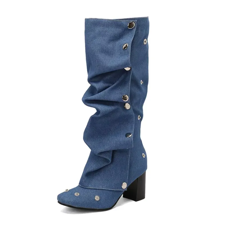 Denim Diva Studded High Heels