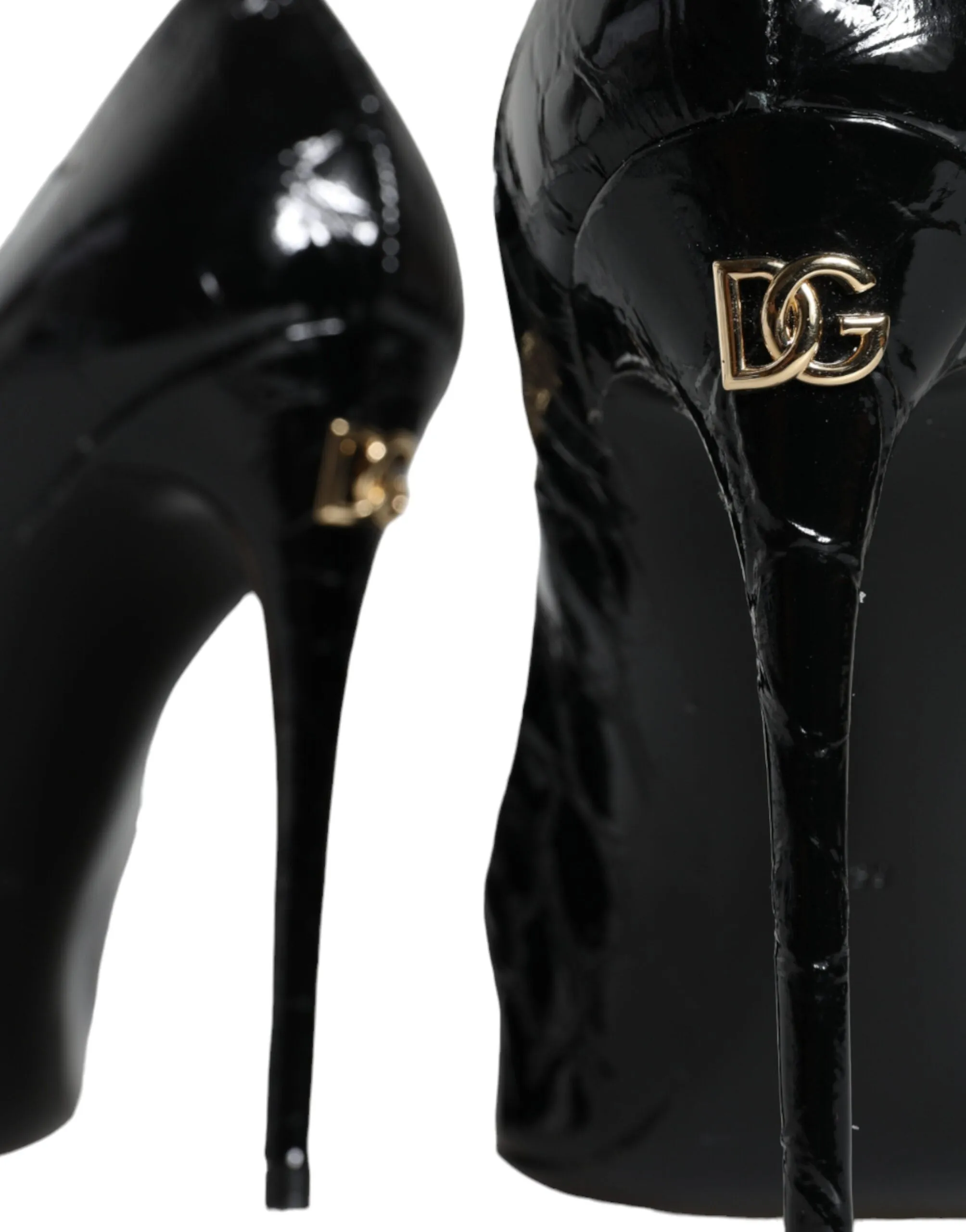 Dolce & Gabbana Black Patent Leather High Heels Pumps Shoes