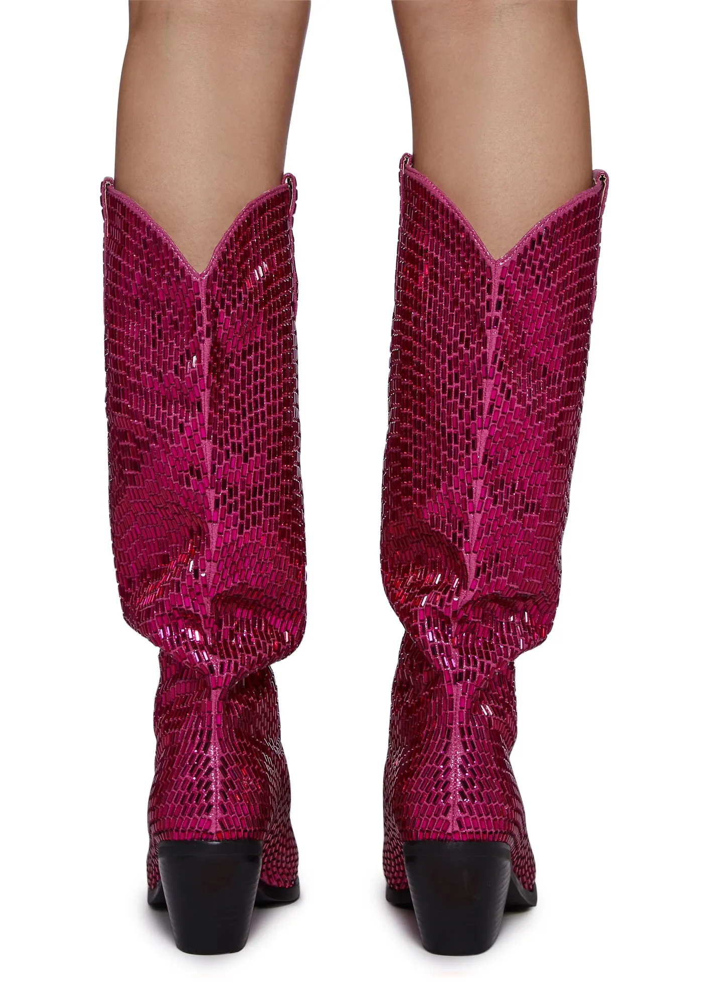 Driven Rhinestone Cowboy Boots - Fuchsia