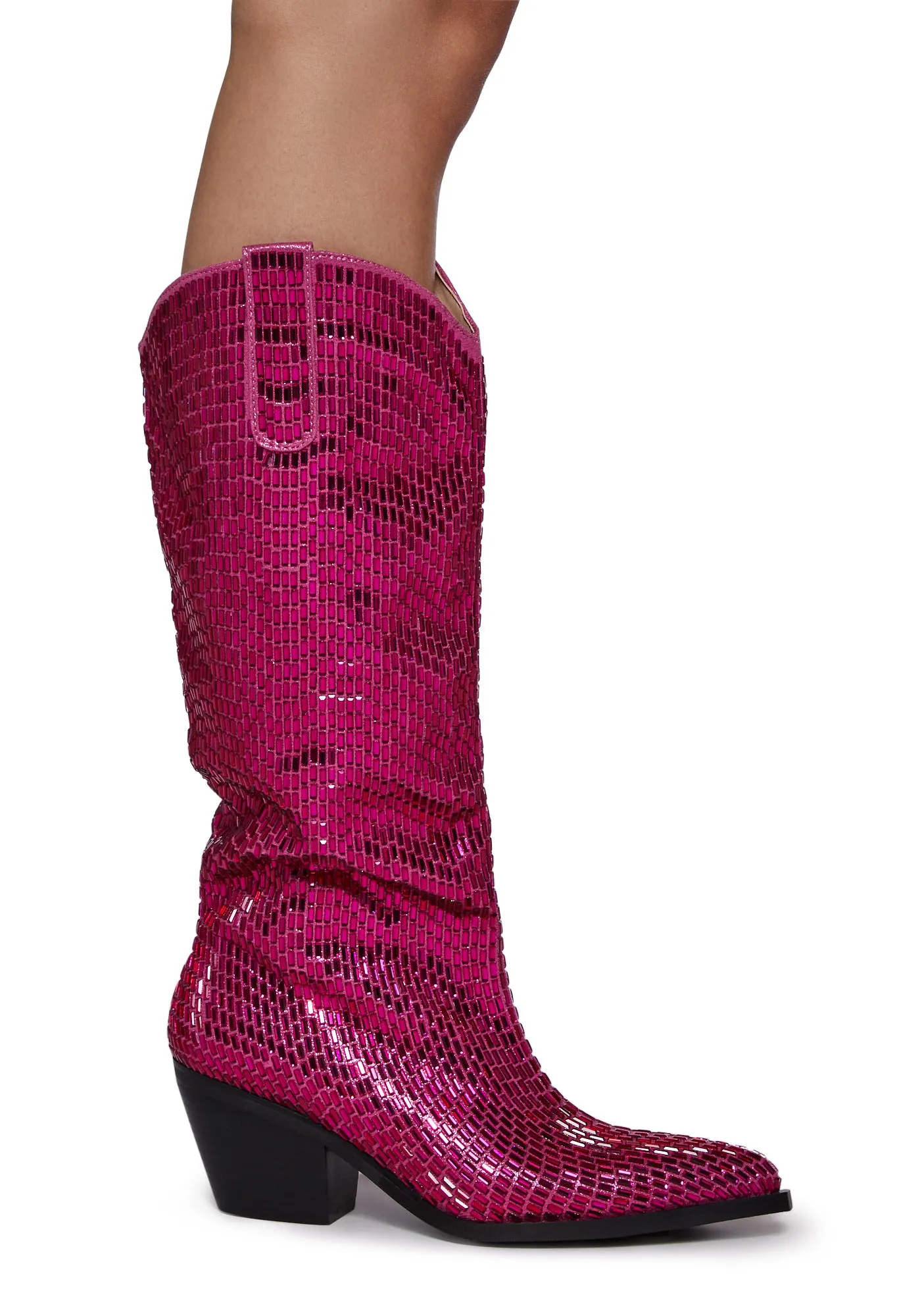 Driven Rhinestone Cowboy Boots - Fuchsia