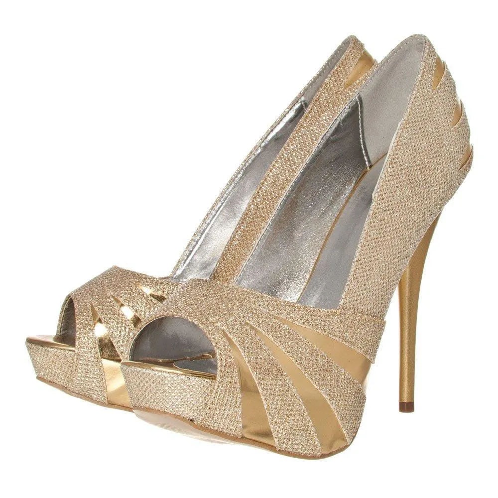 Edna Concealed Platform Peep Toe Stiletto High Heel Court Shoes