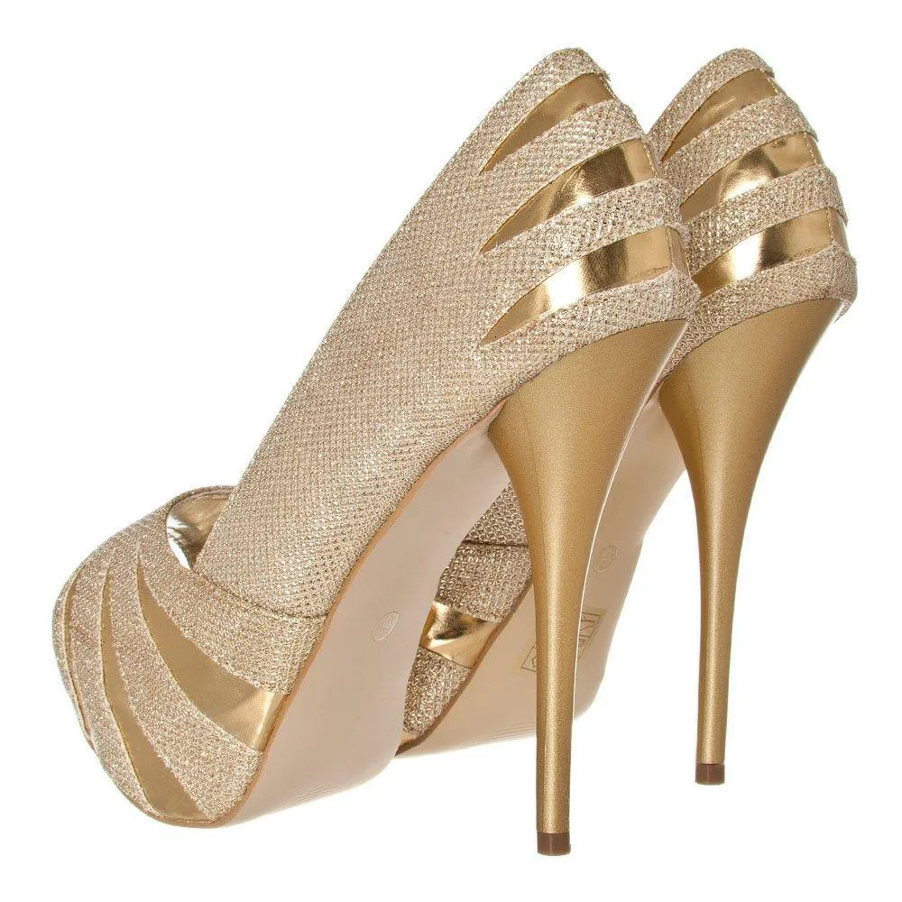 Edna Concealed Platform Peep Toe Stiletto High Heel Court Shoes