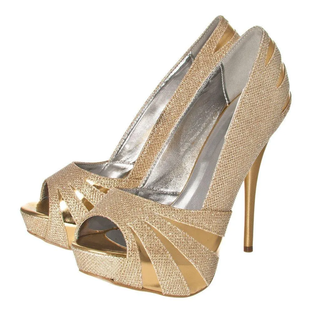 Edna Concealed Platform Peep Toe Stiletto High Heel Court Shoes