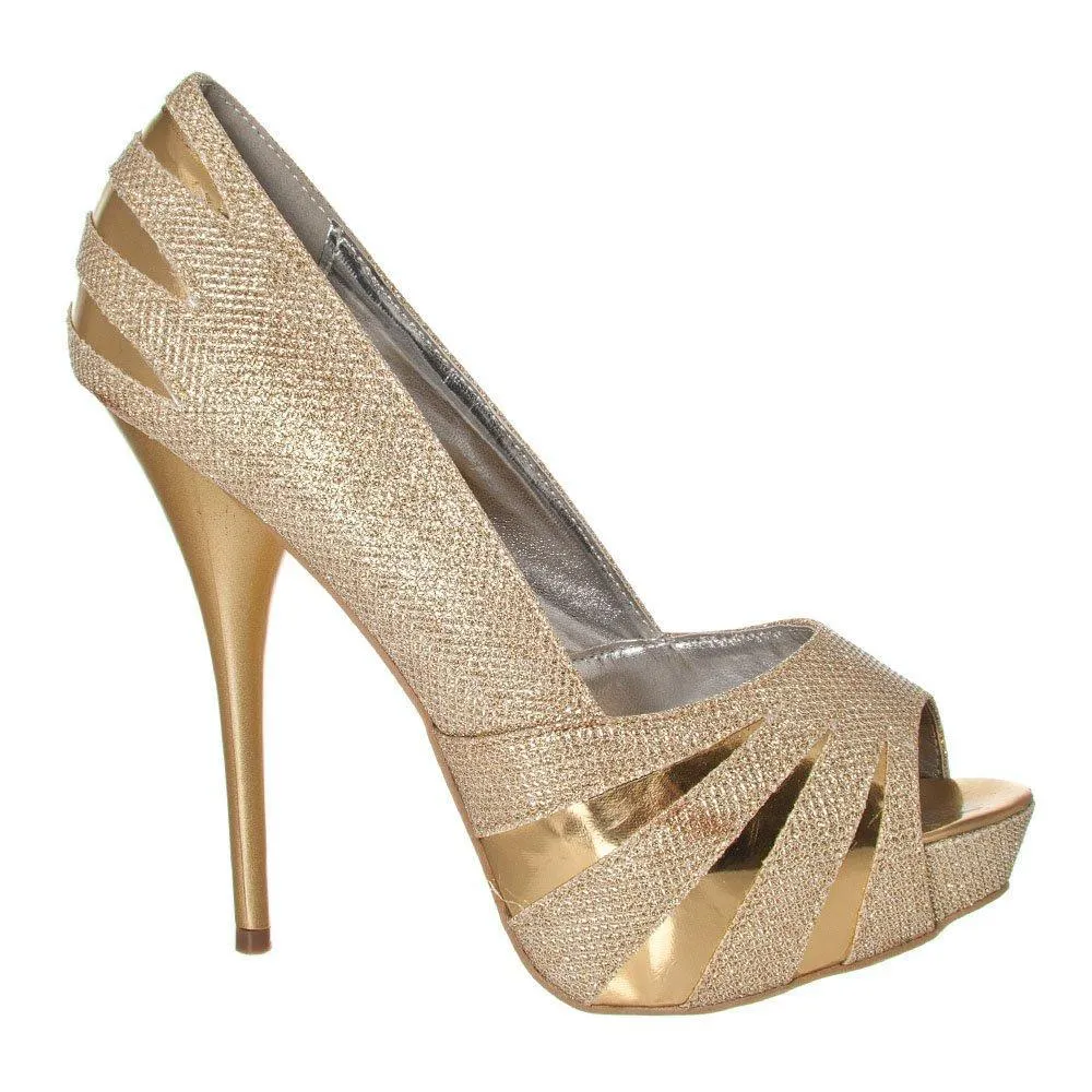 Edna Concealed Platform Peep Toe Stiletto High Heel Court Shoes