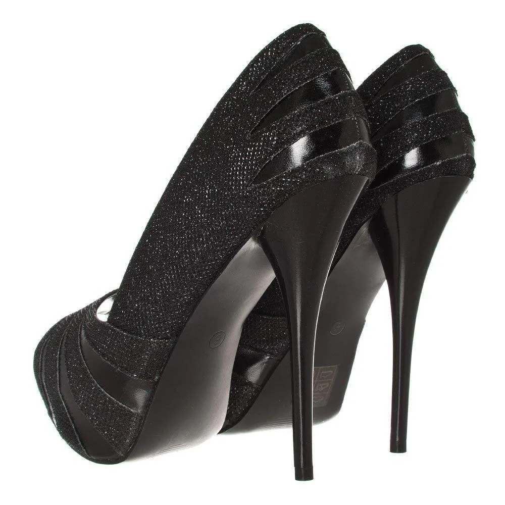 Edna Concealed Platform Peep Toe Stiletto High Heel Court Shoes