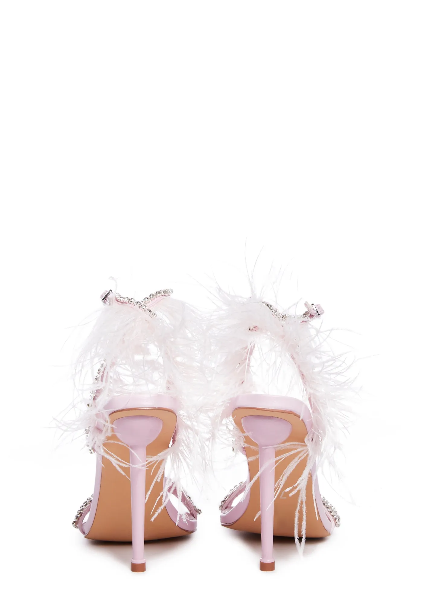 Ella Feather Heeled Sandal - Pink