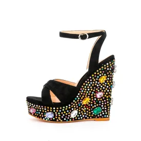 Embellished Wedge Heel Platform Sandals