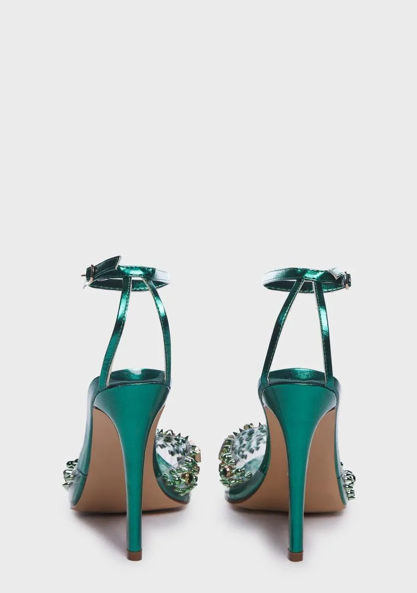 Emerald Popstar Rhinestone Heels