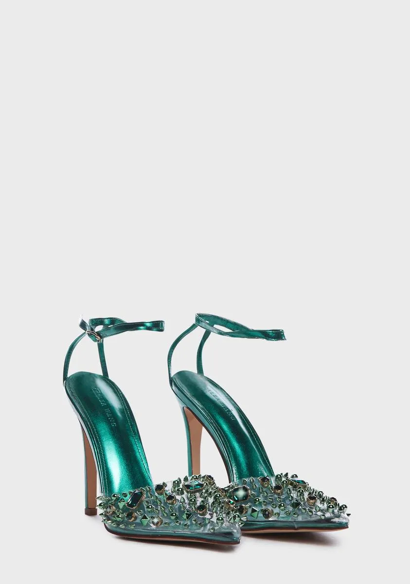 Emerald Popstar Rhinestone Heels