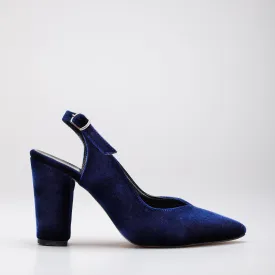 Emma- Dark Blue Velvet  Slingback