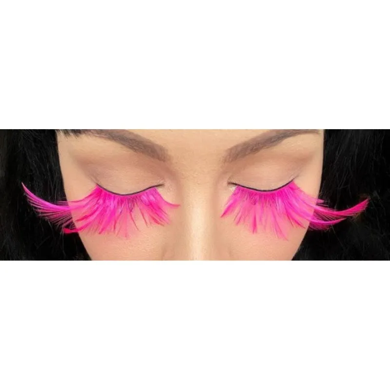 Eyelashes - Long Pink Feathers