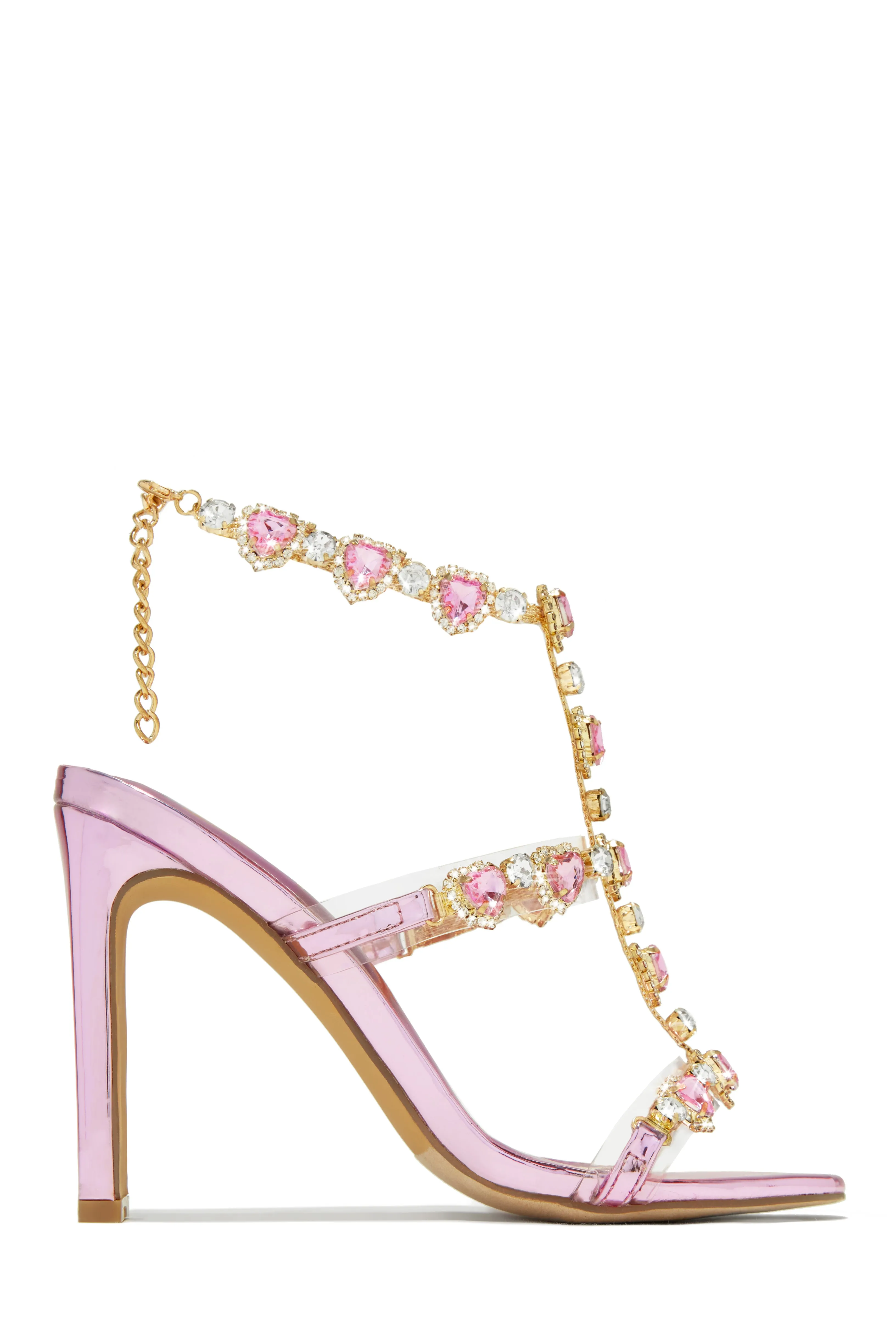 Ezylynn Heart Embellished High Heels - Nude