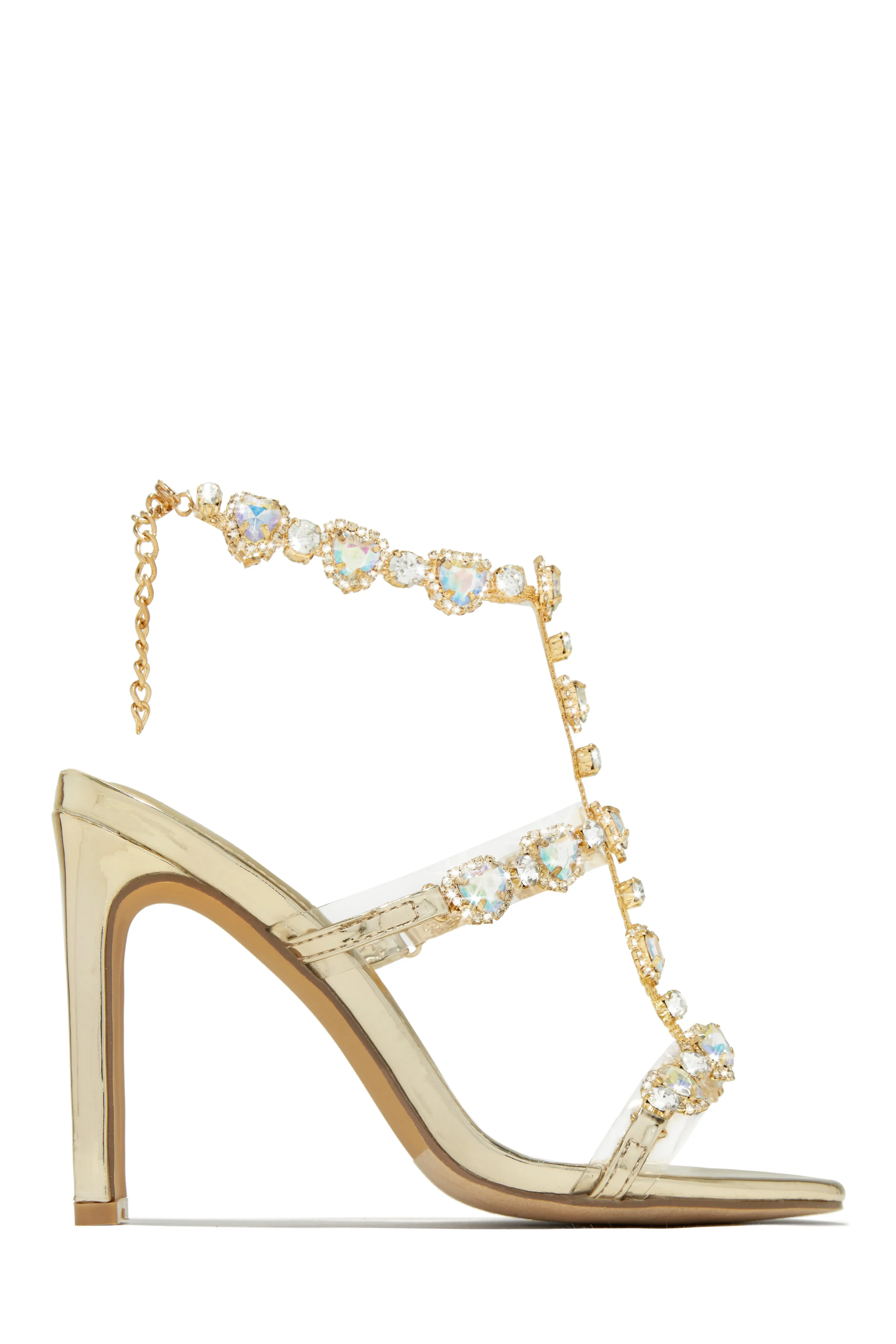 Ezylynn Heart Embellished High Heels - Nude